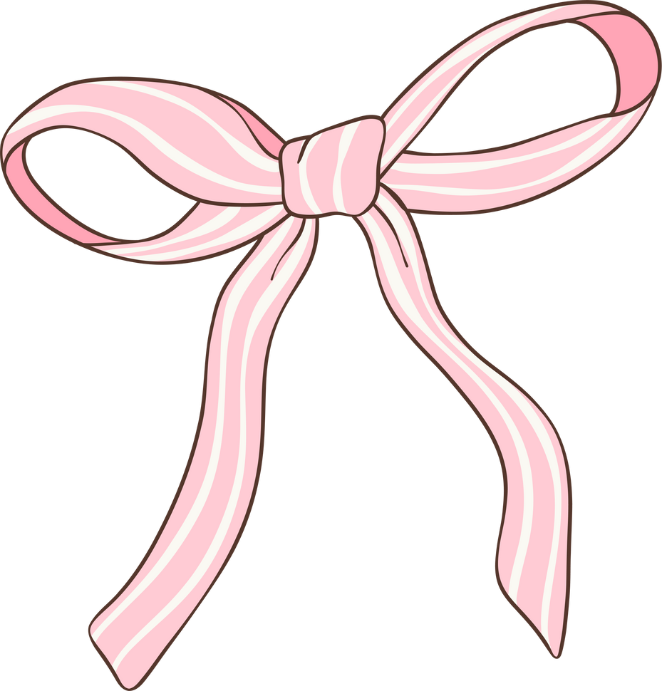 Pink Coquette bow doodle hand drawn